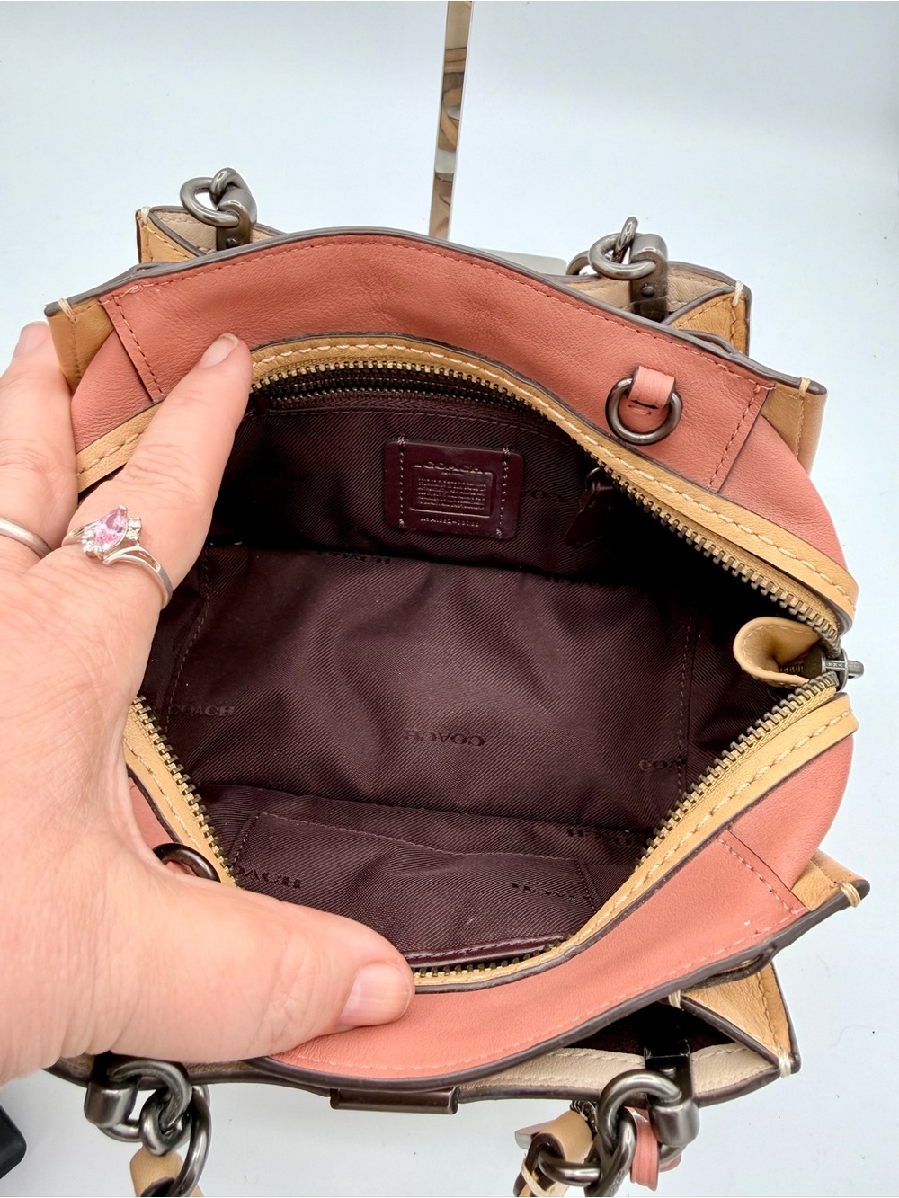 Coach Dreamer 21 Colorblock Leather Satchel Rivets 73766 - Picture 12 of 14